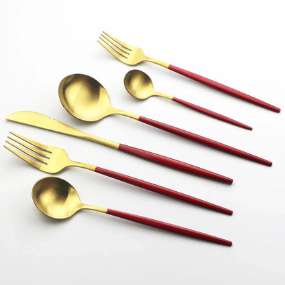 30 Pieces Dinnerware Matte Stainless Steel Cutlery Set Roes Gold Knives Fork Teaspoons Silverware Kitchen Party Dinner Tableware