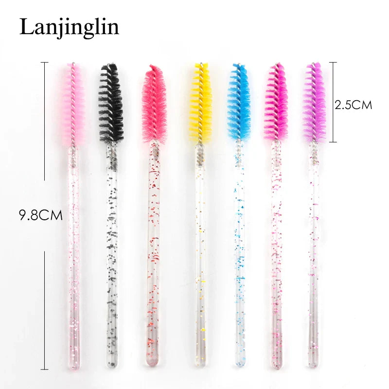 Lanjinglin 5/50pcs Eyelash Brush Crystal Eyelash Soft Eye Lashes Extension Mascara Wands Makeup Professional Makeup Tool