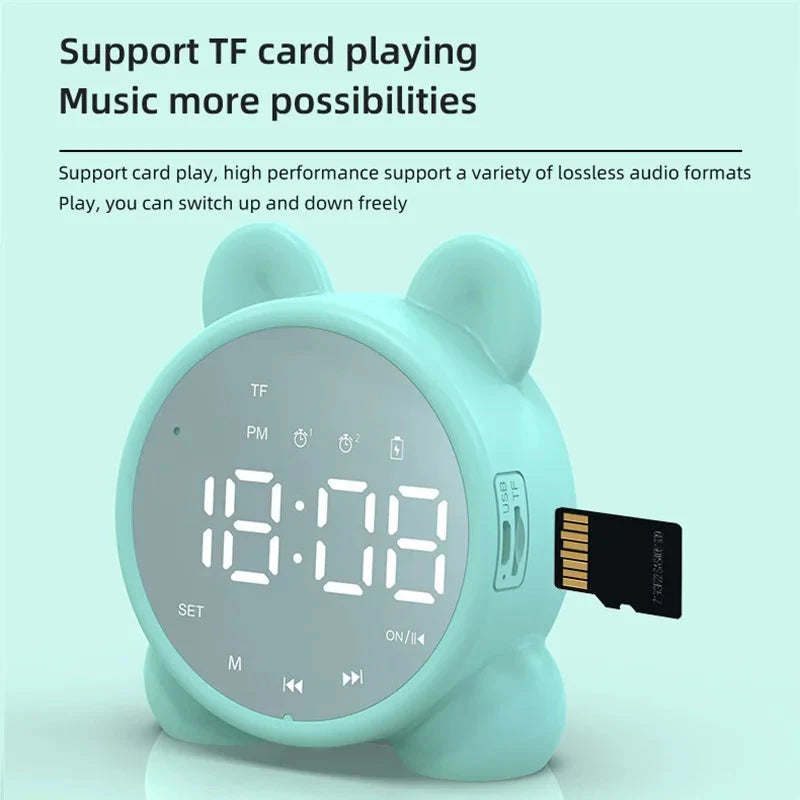 Bluetooth Mirror Table Clock Kids Alarm Clock Cute Cat Digital Alarm Clock For Kids Bedside Clock Children'S Sleep Led Clocks