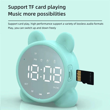 Bluetooth Mirror Table Clock Kids Alarm Clock Cute Cat Digital Alarm Clock For Kids Bedside Clock Children'S Sleep Led Clocks