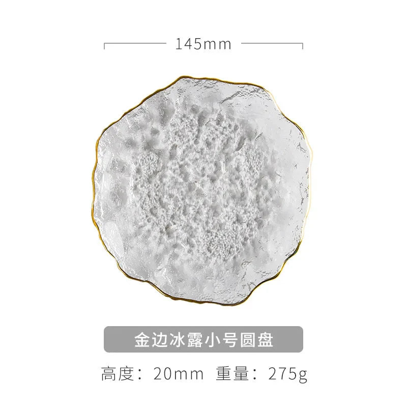 Japanese Hammer Glass Dinner Plate Platter Creative Fruit Salad Sushi Long Serving Plate Square Plate Tableware Dessert Plate
