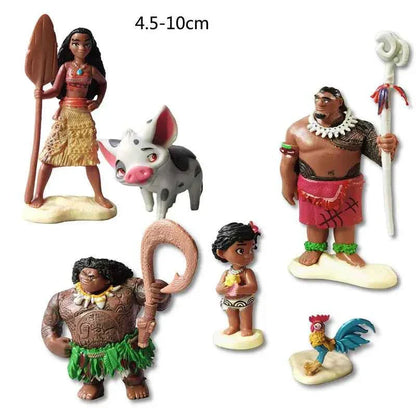6/10Pcs Set Disney Movie Moana Figure Dolls Set Demigod Maui Moana Waialiki Heihei Action Figure Model Kids Christmas Gift