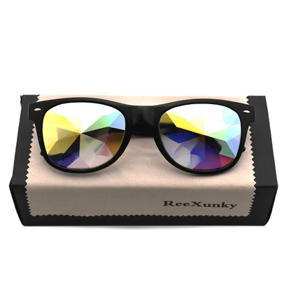 Classic Square Party Sunglasses Women Men Fashion EDM Light Diffraction Futuristic Rave Festival Sun Glasses Psychedelic Prism