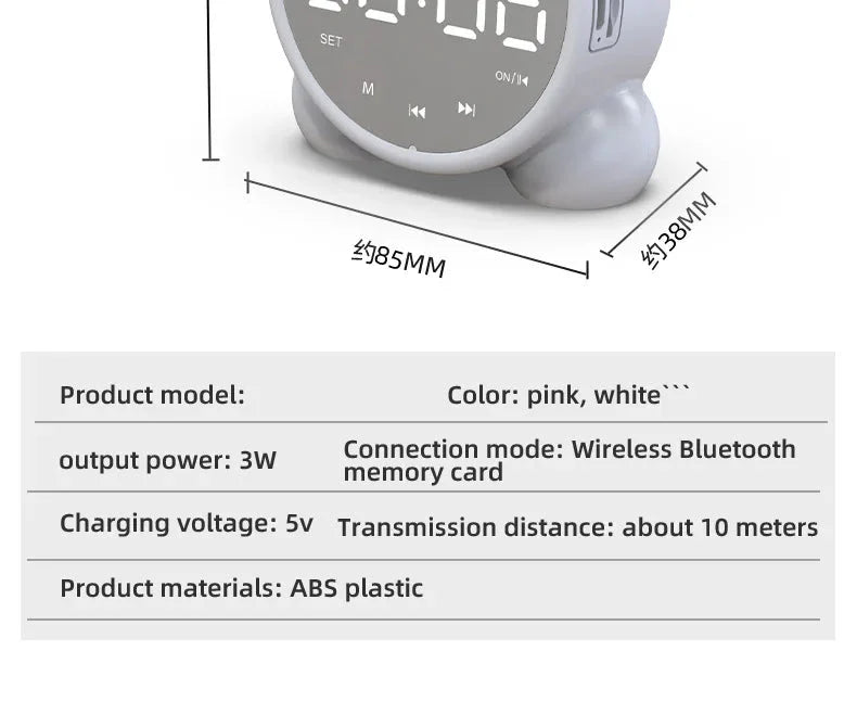 Bluetooth Mirror Table Clock Kids Alarm Clock Cute Cat Digital Alarm Clock For Kids Bedside Clock Children'S Sleep Led Clocks