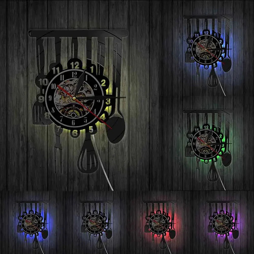 The Kitchen The Heart Of The Home Inspired Vinyl Record Clock Modern Design Vinyl Wall Watch Kitchen Decor Noiseless Timepieces