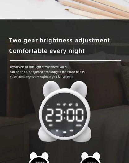 Bluetooth Mirror Table Clock Kids Alarm Clock Cute Cat Digital Alarm Clock For Kids Bedside Clock Children'S Sleep Led Clocks