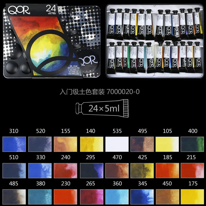 US QOR Artistic Watercolor Paints Set Tin box Pigment Solid Paint Set Palette High Concentration for Artist Painting Drawing