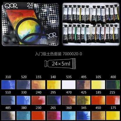 US QOR Artistic Watercolor Paints Set Tin box Pigment Solid Paint Set Palette High Concentration for Artist Painting Drawing