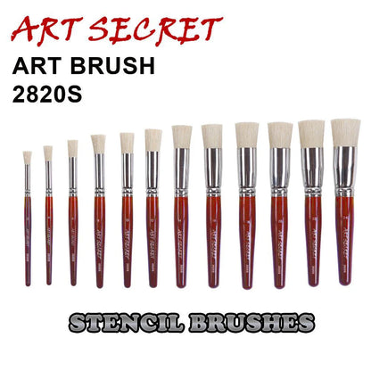 Artsecret Paint Stencil Art Supplies Artist Brush No.2820S Chungking Bristle Hair Short Red Wooden Handle Aluminum Ferrule