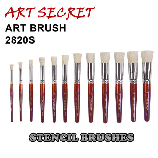 Artsecret Paint Stencil Art Supplies Artist Brush No.2820S Chungking Bristle Hair Short Red Wooden Handle Aluminum Ferrule