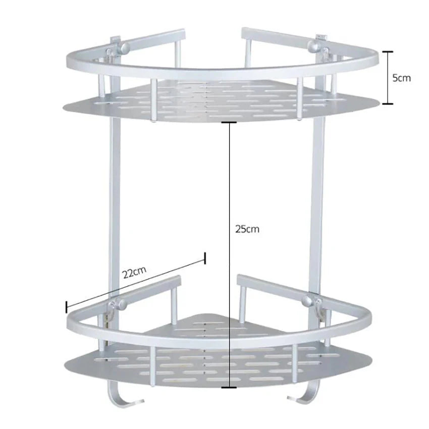 Bathroom Shelf Screws Fixed Durable Aluminum 2 Tiers Shower Shelf Kitchen Storage Holder Shampoo Soap Cosmetic Organizer Shelf