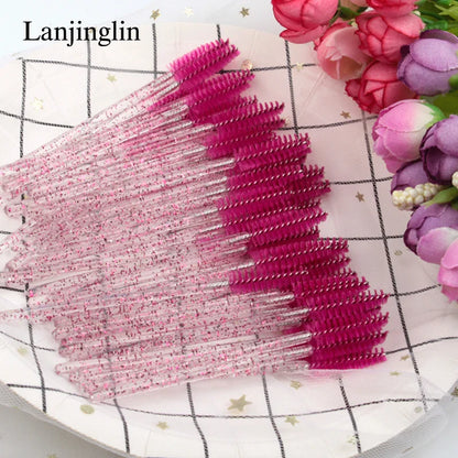 Lanjinglin 5/50pcs Eyelash Brush Crystal Eyelash Soft Eye Lashes Extension Mascara Wands Makeup Professional Makeup Tool
