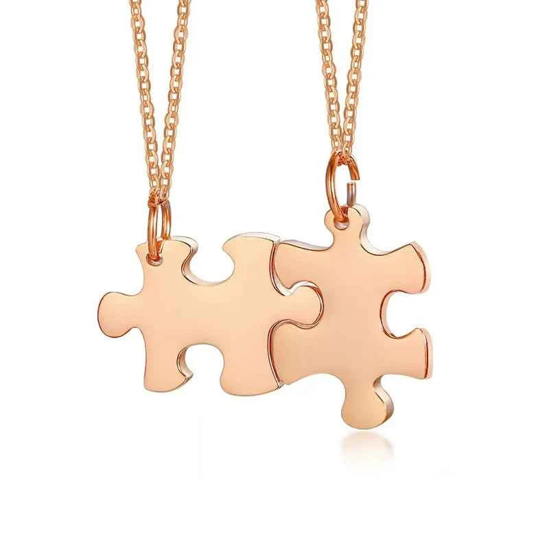 Personalized Puzzle Necklace Friendship Customized Pendant 2/3/4/5 Pieces Best Friends BFF Stainless Steel Bridesmaid Gift