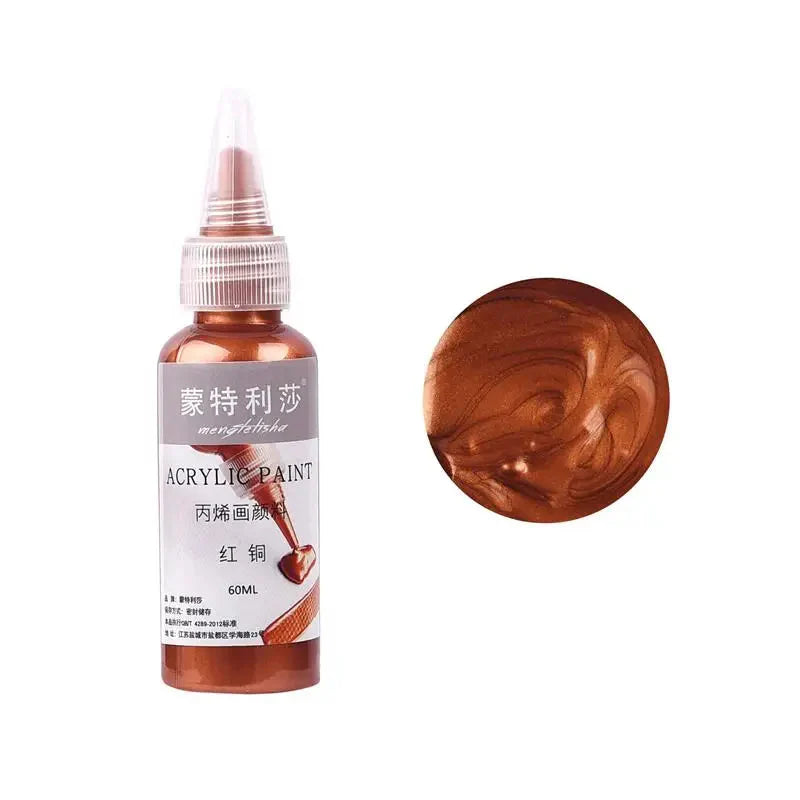 New 60ml Gold Paint Metallic Acrylic Paint,Waterproof Not Faded For Statuary Coloring DIY Hand Clothes Painted Graffiti Pigments