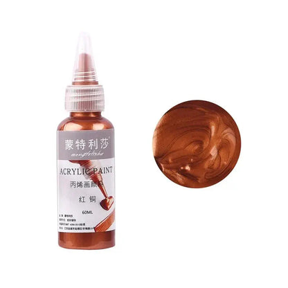 New 60ml Gold Paint Metallic Acrylic Paint,Waterproof Not Faded For Statuary Coloring DIY Hand Clothes Painted Graffiti Pigments