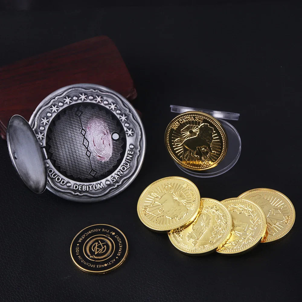 Big Size John Wick 4 Blood Oath Marker Coin Keychain Gold and Adjudicator Coin Metal Prop Accessories Collection Gift