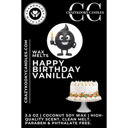 HAPPY BIRTHDAY VANILLA - Wax Melts, Scented Coconut Soy, 3.5oz
