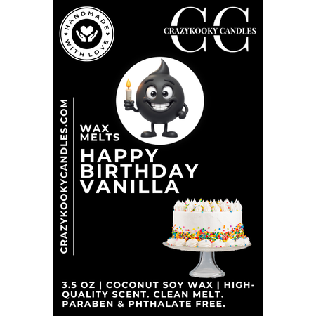 HAPPY BIRTHDAY VANILLA - Wax Melts, Scented Coconut Soy, 3.5oz