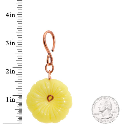 Handcrafted Copper Plated Yellow Butter Jade Flower Ear Weights