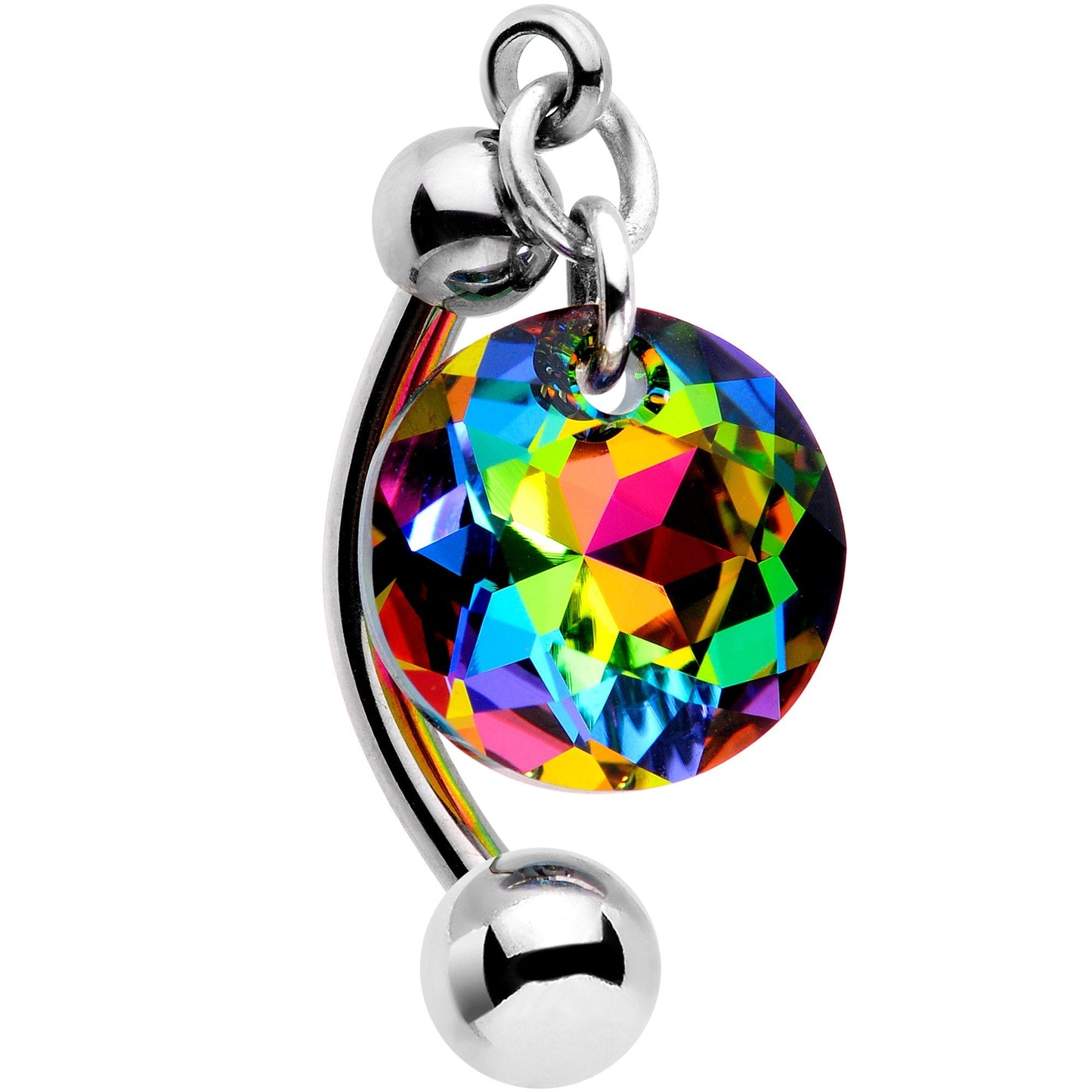 Handmade Vitrail Top Mount Belly Ring Created with Crystals