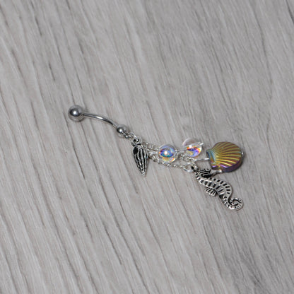Handmade Ocean Joy Dangle Belly Ring Created with Crystals