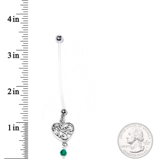 Handmade Heart Pregnancy Belly Ring Created with Crystals