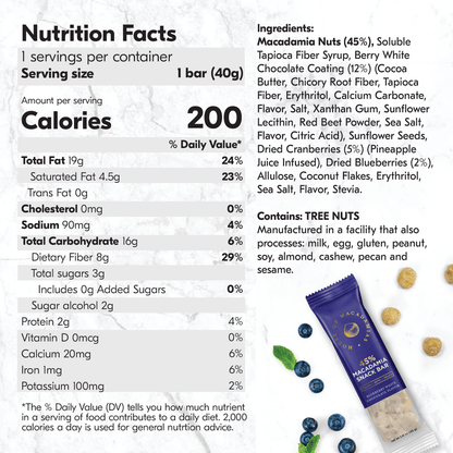 Macadamia Nut Snack Bar Variety Pack (4 Flavors, 12 Bars)