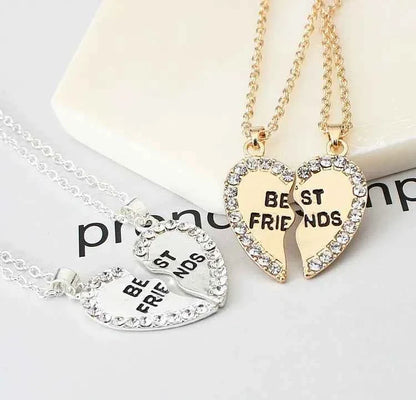 2 Pcs/set Love English Pendant Alloy Ornaments Fashion Best Friends Heart Necklace Good Friends Choker Statement Necklace
