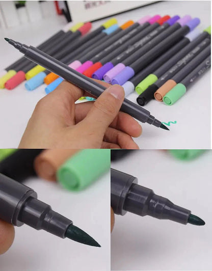 24 colors soluble  Pens Art Supplies For Drawing Water Soluble Mark Pen 24 Double Slider Multicolour Marker Painting Sets