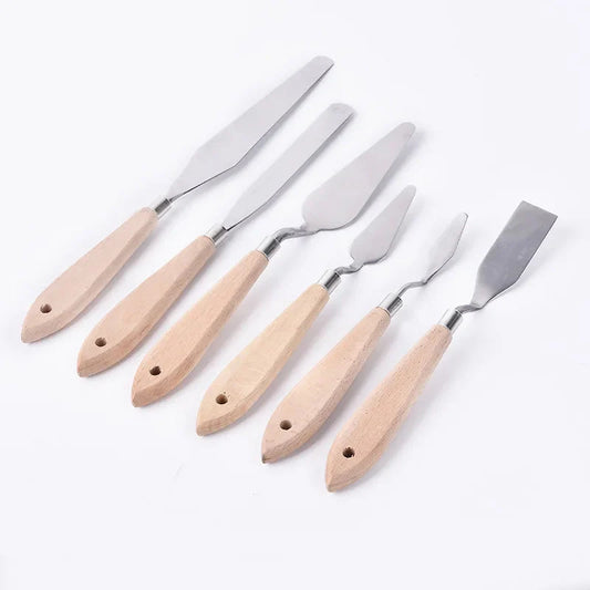 New pigment color mixing oil painting gouache scraper Art supplies wooden handle Single pick/Blade