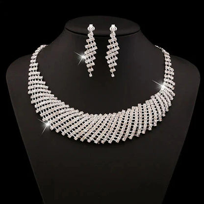 Luxurious Wedding Jewelry Sets for Bridal Bridesmaid Jewelery Drop Earring Necklace Austria Crystal Wholesale Gift