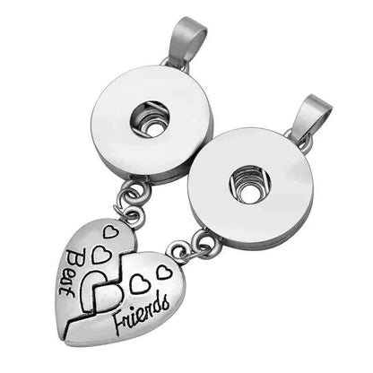 New Heart "Best Friends" and "Mother&Daughter" Love necklace snap pendant chain 60cm fit 12mm/18mm snap buttons DJ0013