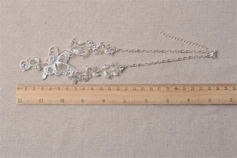 Wedding Jewelry Set Bride Rhinestone Jewelry Set Silver Plated Butterfly Choker Necklace Earrings Set Jewelry For Women Girls