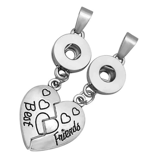 New Heart "Best Friends" and "Mother&Daughter" Love necklace snap pendant chain 60cm fit 12mm/18mm snap buttons DJ0013
