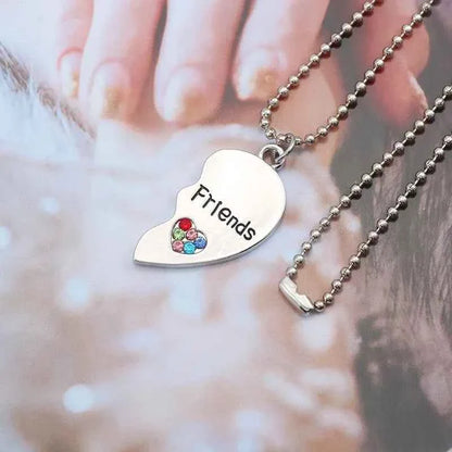 Trendy Best Friends Pendant Necklace for Women Full Rhinestone Love Heart Bff Friendship Pendants Necklaces Jewelry Accessories