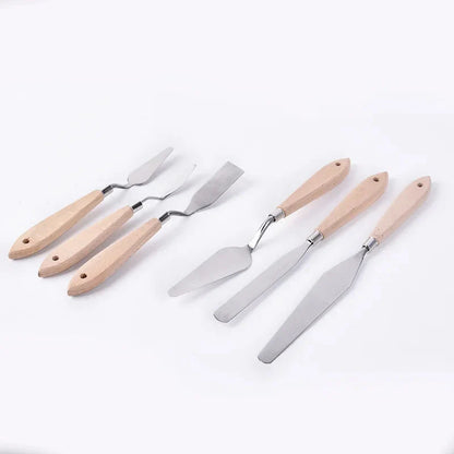 New pigment color mixing oil painting gouache scraper Art supplies wooden handle Single pick/Blade