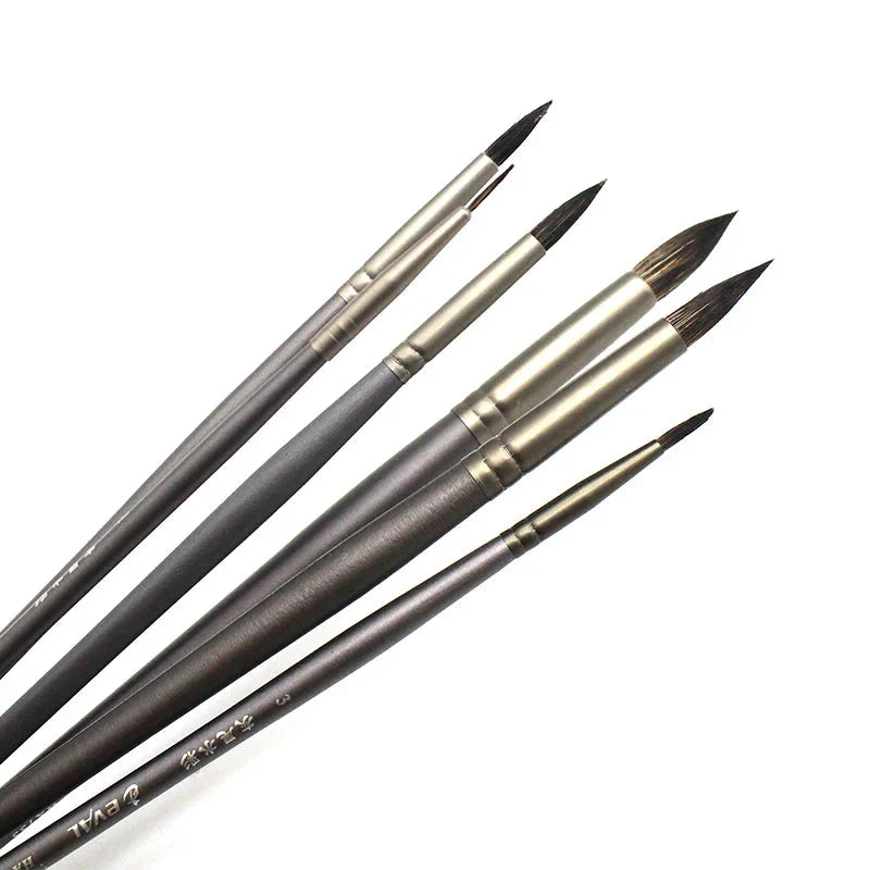 6 pcs Professional Set Squirrel Hair Round Pointed Artist Paintbrush Pen Gouache Oil Painting Art Supplies For Acrylic Art Brush