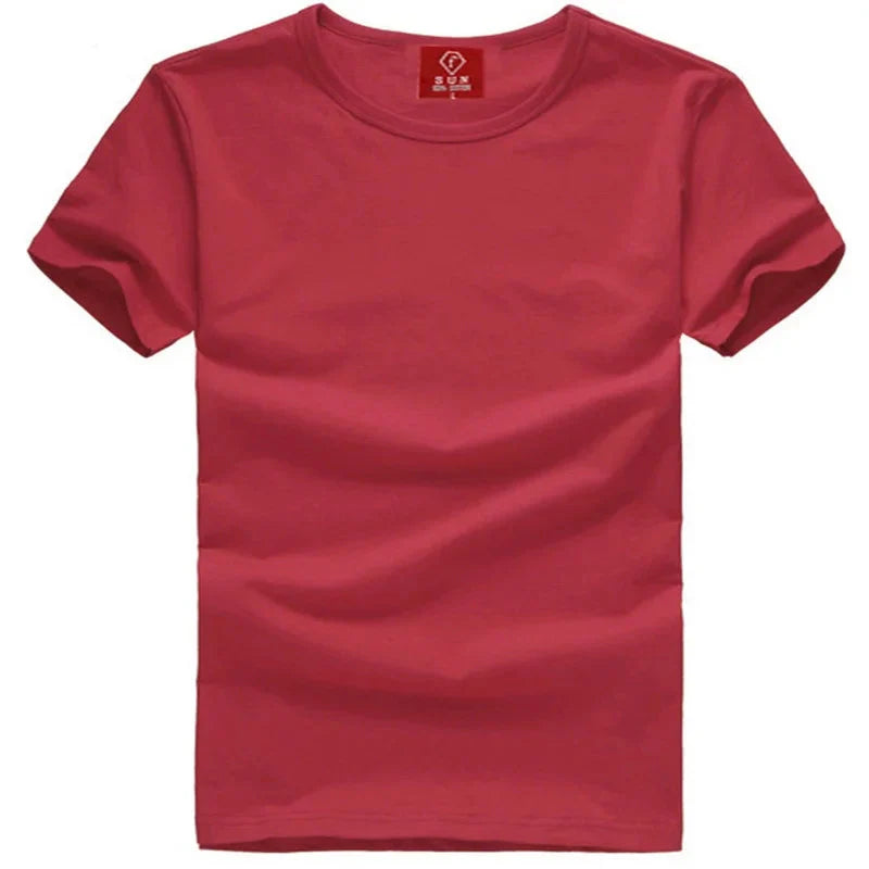 Mens Cotton Summer t shirt Short sleeve Tees O-neck T-Shirts Solid Men tshirt Tops clothing