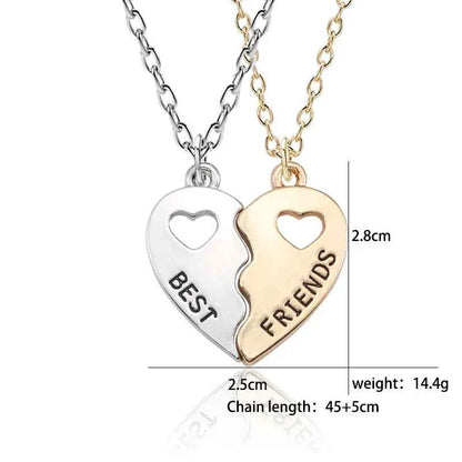 Best Friends Forever Necklace BFF - 2 half heart pendants