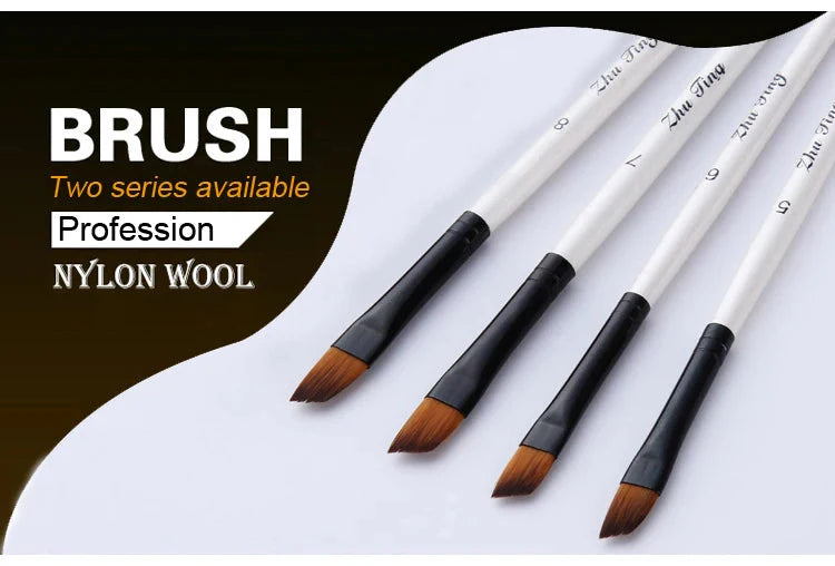 12 Pcs/set Nylon Hair Wooden Handle Watercolor Paint Brush Pen Set Learning DIY Oil Acrylic Painting Art Paint Brushes Supplies