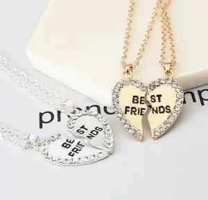 2 Pcs/set Love English Pendant Alloy Ornaments Fashion Best Friends Heart Necklace Good Friends Choker Statement Necklace