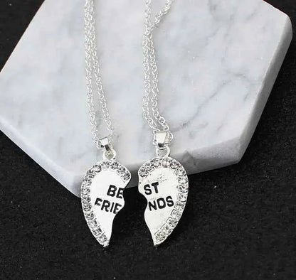 2 Pcs/set Love English Pendant Alloy Ornaments Fashion Best Friends Heart Necklace Good Friends Choker Statement Necklace