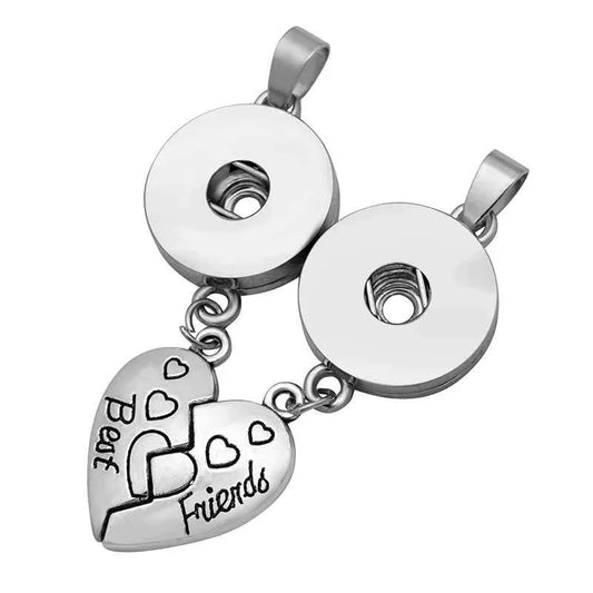 New Heart "Best Friends" and "Mother&Daughter" Love necklace snap pendant chain 60cm fit 12mm/18mm snap buttons DJ0013