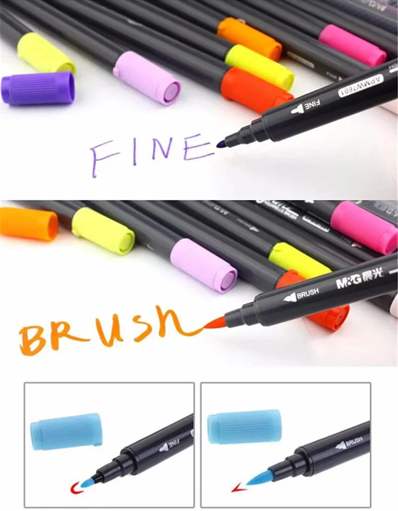 24 colors soluble  Pens Art Supplies For Drawing Water Soluble Mark Pen 24 Double Slider Multicolour Marker Painting Sets