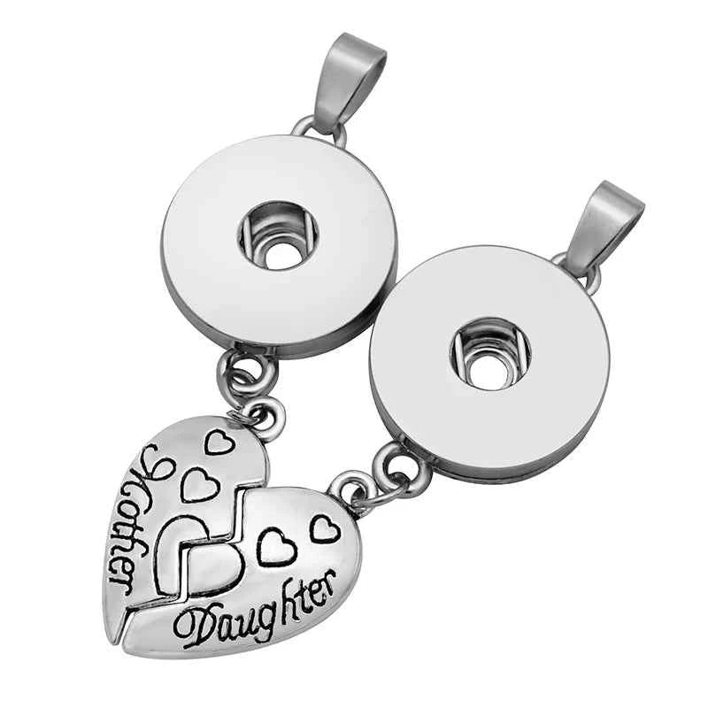 New Heart "Best Friends" and "Mother&Daughter" Love necklace snap pendant chain 60cm fit 12mm/18mm snap buttons DJ0013