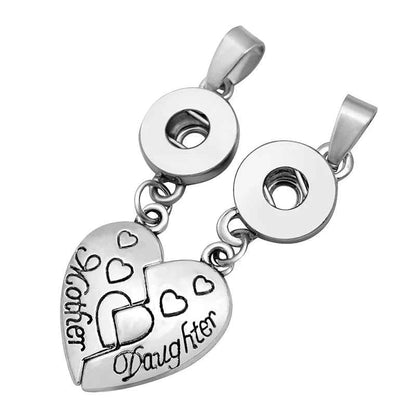New Heart "Best Friends" and "Mother&Daughter" Love necklace snap pendant chain 60cm fit 12mm/18mm snap buttons DJ0013