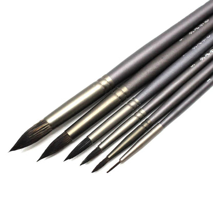 6 pcs Professional Set Squirrel Hair Round Pointed Artist Paintbrush Pen Gouache Oil Painting Art Supplies For Acrylic Art Brush