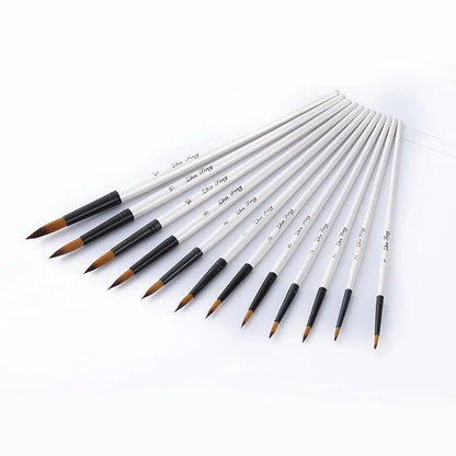 12 Pcs/set Nylon Hair Wooden Handle Watercolor Paint Brush Pen Set Learning DIY Oil Acrylic Painting Art Paint Brushes Supplies