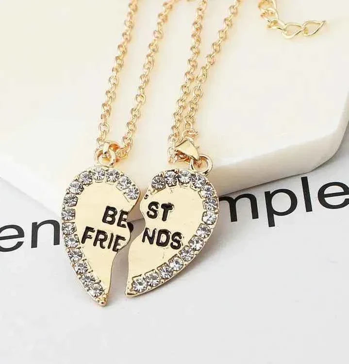 2 Pcs/set Love English Pendant Alloy Ornaments Fashion Best Friends Heart Necklace Good Friends Choker Statement Necklace