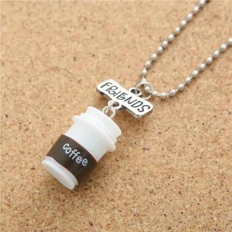 Popular Children Jewelry Pendant Necklace 3D Coffee Cup Oreo Biscuit BEST FRIENDS Letter Advanced Beads Chain Wholesale NT7606